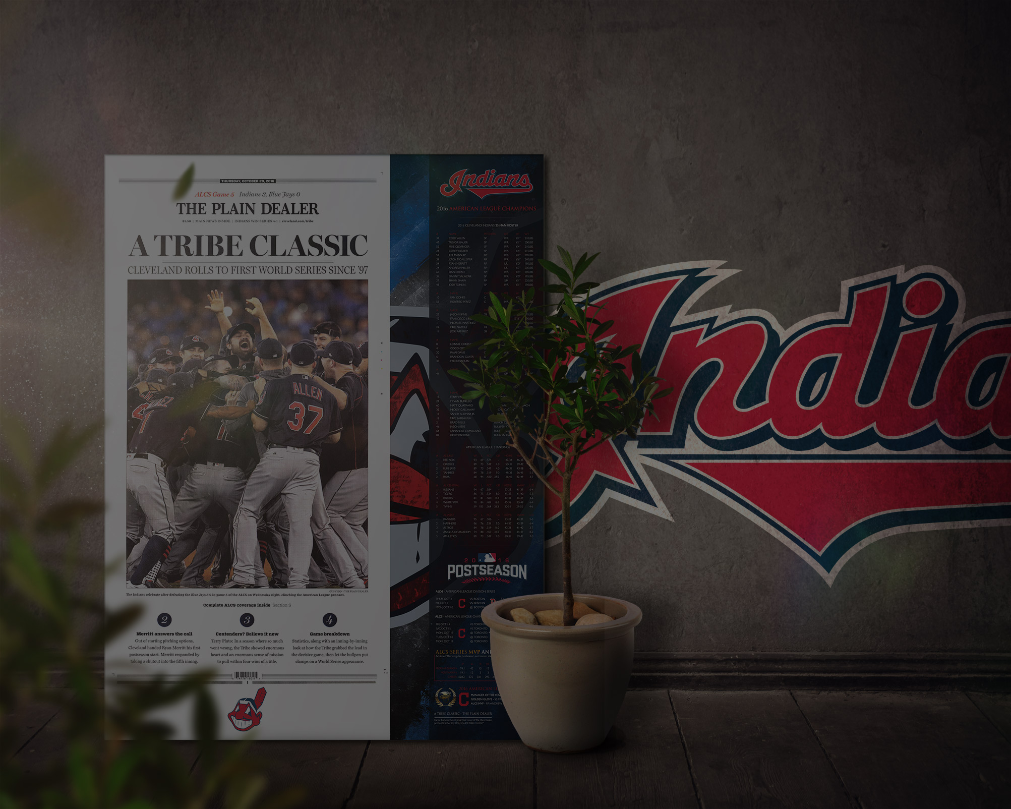 Glass Wall Frame Art, Cleveland Indians, Tribe, AL Champions, World Series, Chicago Cubs